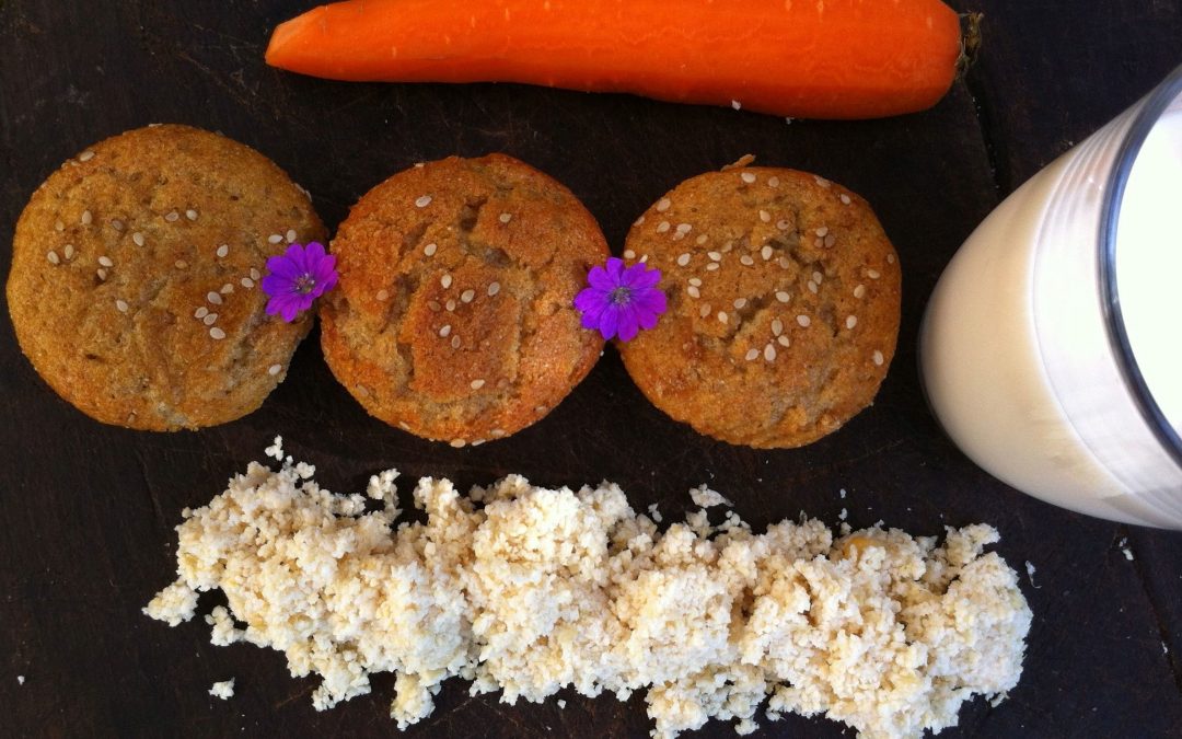 Magdalenas de zanahoria y pulpa de soja (okara)
