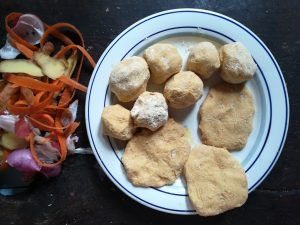 vegan recipe of veggiburguer with soya milk pulp