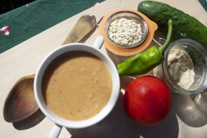 vegan recipe of gazpacho with oat pulp