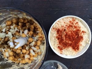 hummus with oat milk pulp