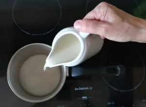 how to  heat homemade plant milk up 