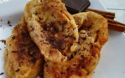 Torrijas con leche de arroz, chocolate y canela