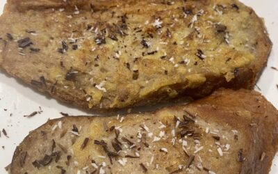 Coconut and cocoa vegan French toast